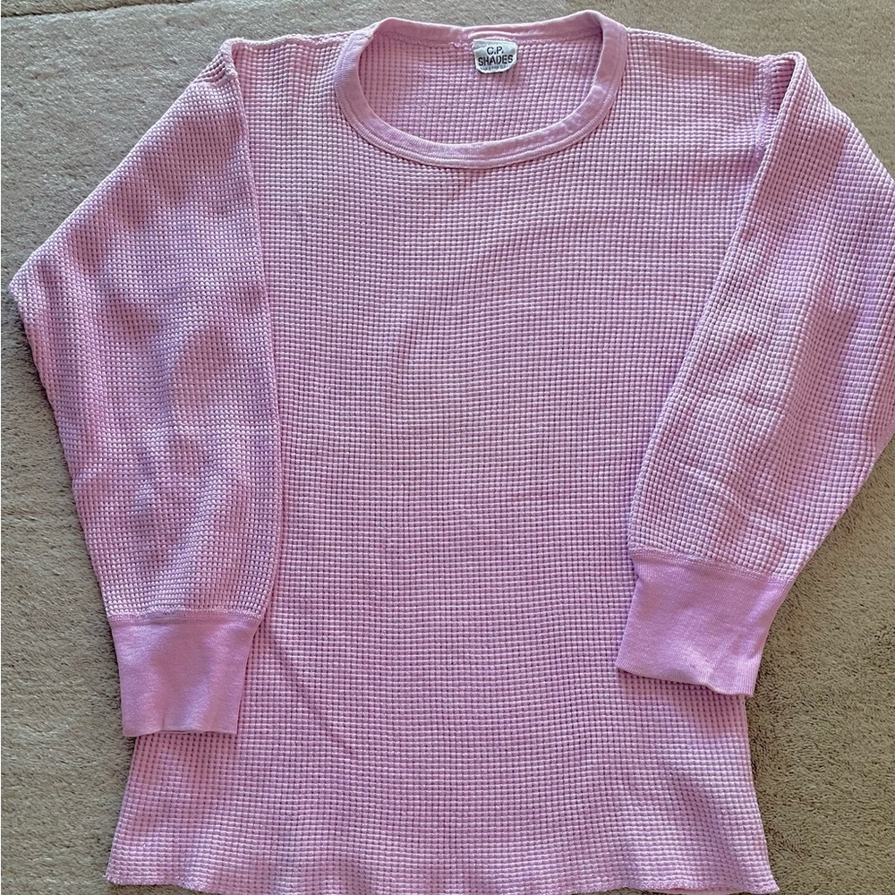 Vintage C.P. Shades Pink Waffle Knit Long Sleeve Top